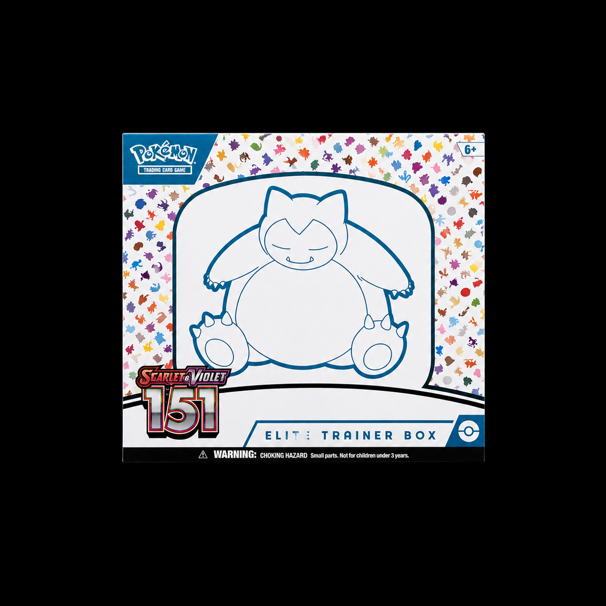 Voorkant van de Engelse Pokémon 151 Elite Trainer Box met Snorlax, mint en fabrieksverzegeld