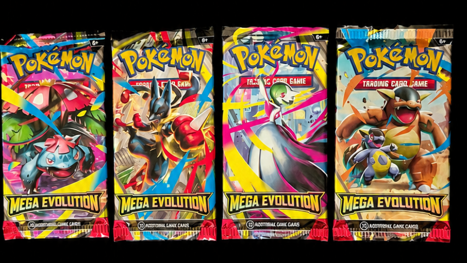 Pokémon Mega Evolution Booster Pack Bundle met vier sealed boosters
