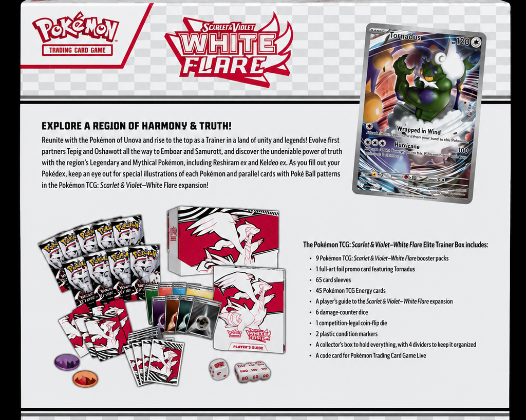 Pokémon Scarlet Violet White Flare Elite Trainer Box Tornadus productoverzicht