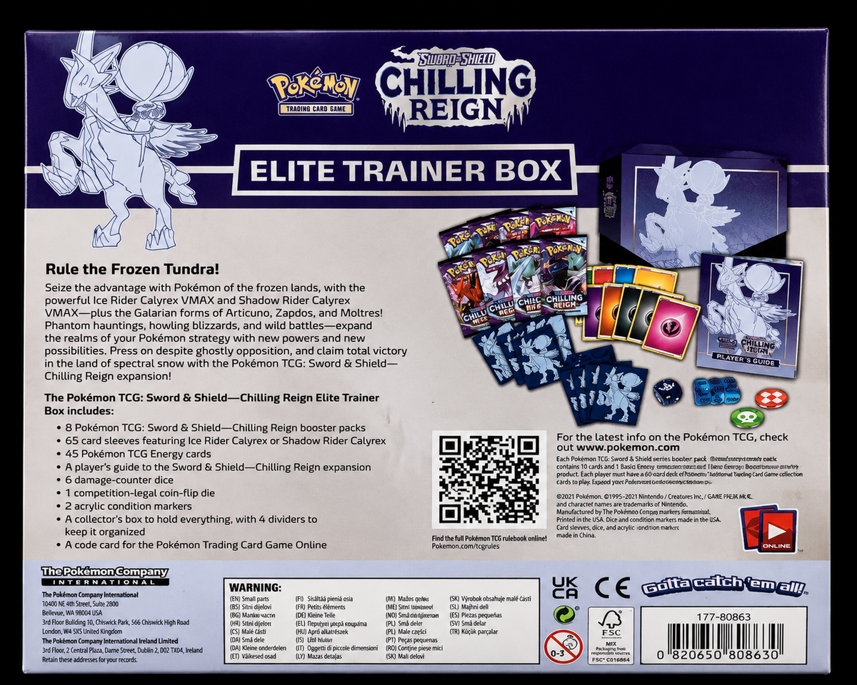 Pokémon Sword Shield Chilling Reign Elite Trainer Box Ice Rider Calyrex productoverzicht