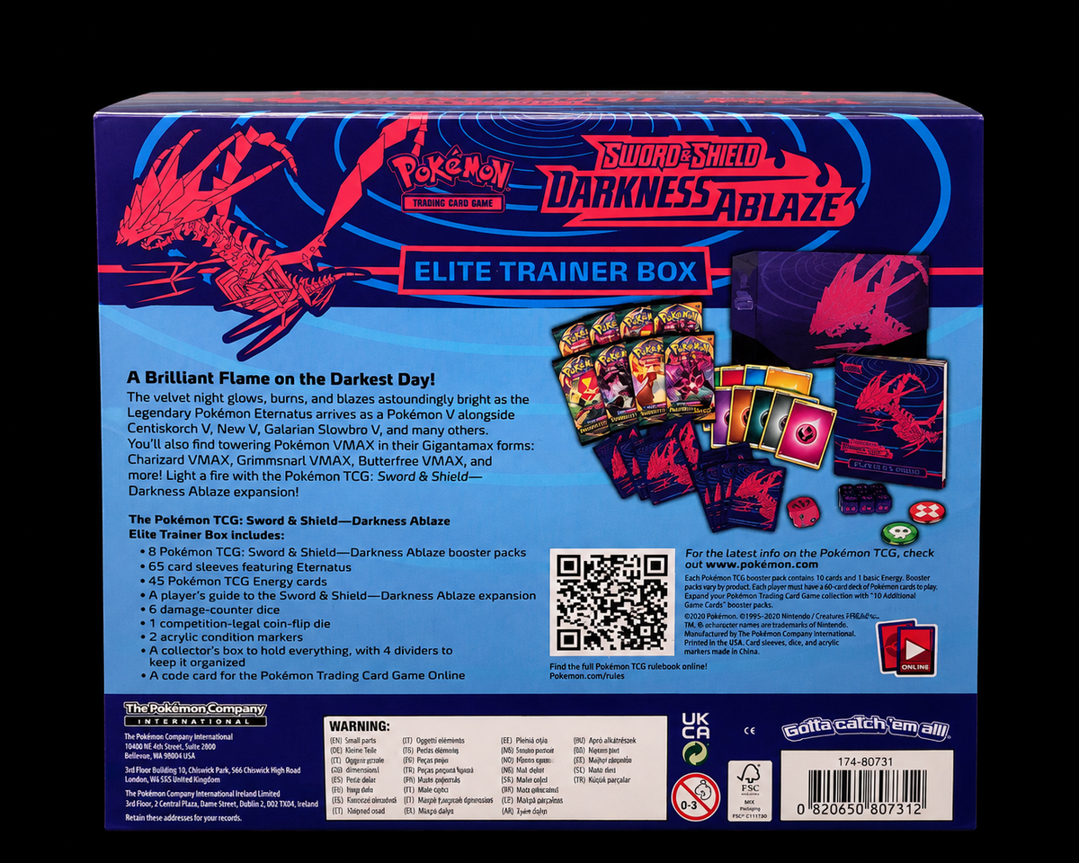 Pokémon Darkness Ablaze Elite Trainer Box achterzijde