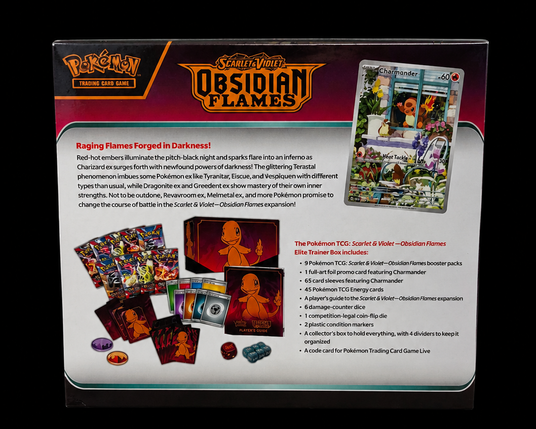 Pokémon Obsidian Flames Elite Trainer Box achterkant