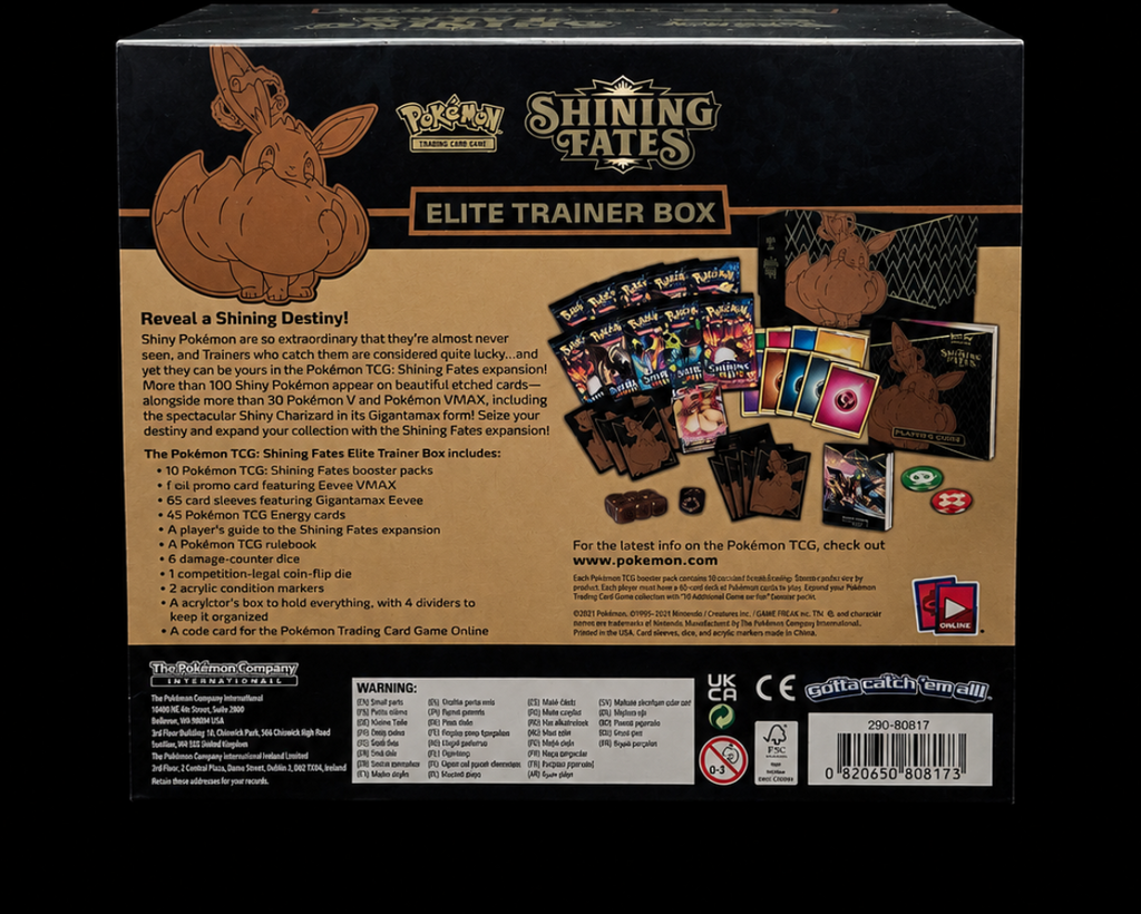 Pokémon Shining Fates Elite Trainer Box achterkant